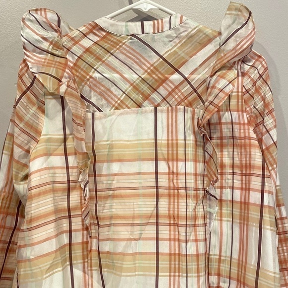 NWT Anthropologie Pink/Rose Plaid Current Air Polly Long Sleeve Blouse Size XS - Picture 5 of 9